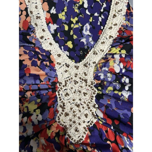 ELLE Watercolor Maxi Dress Halter Neckline Boho Gypsy Festival Lg Whimsical Y2K - Picture 7 of 9